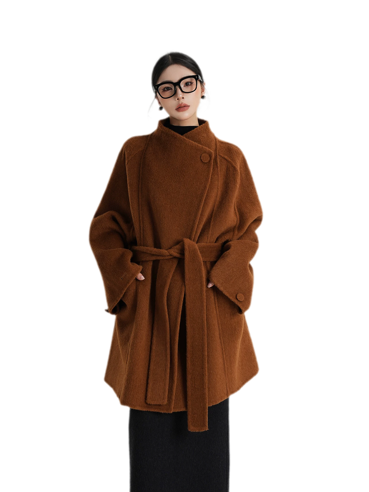 Manteau oversize en laine brossée