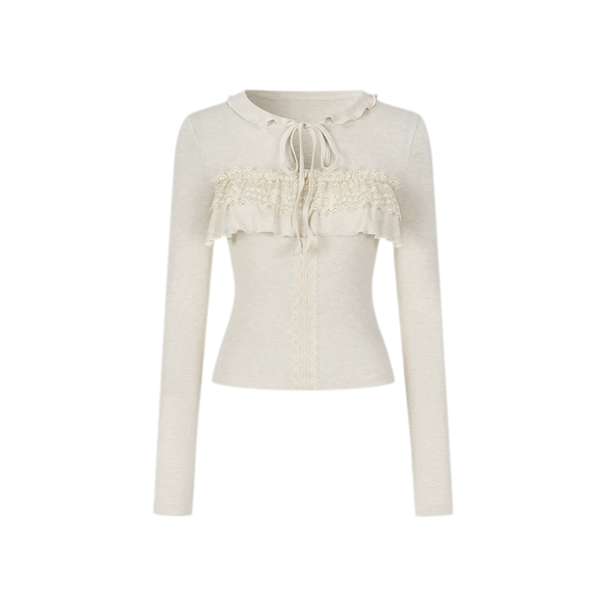 Wool Blend Lace Tie T-Shirt