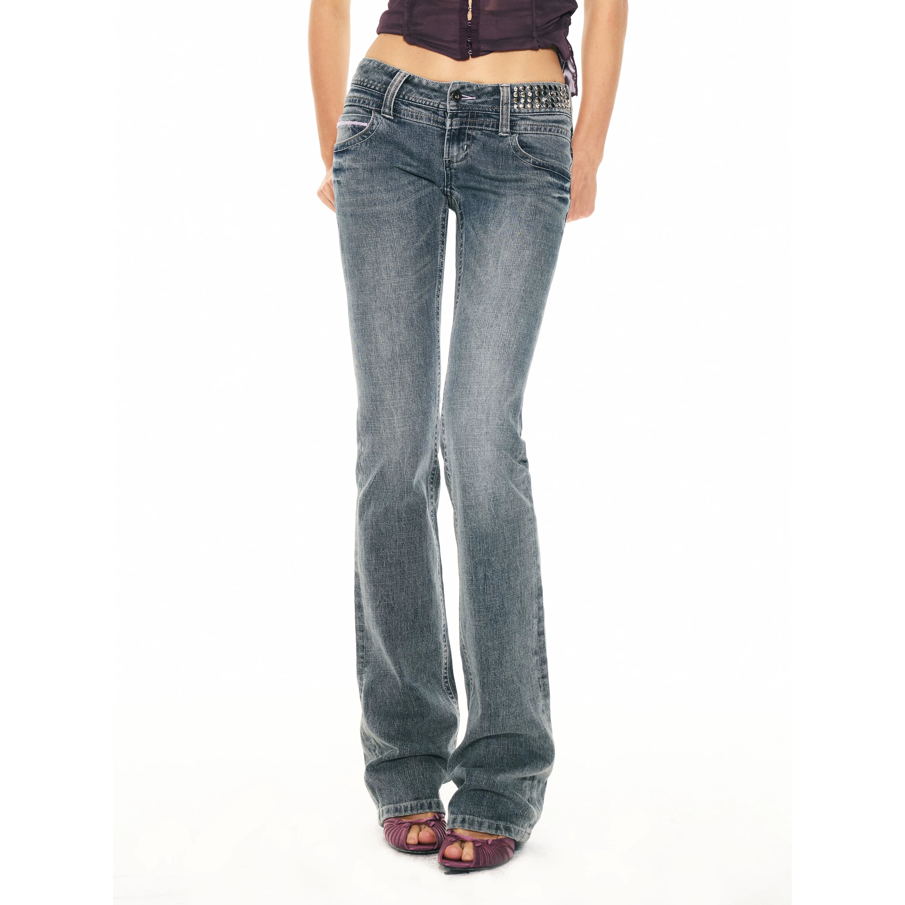 Vintage Washed Blue Denim Pants