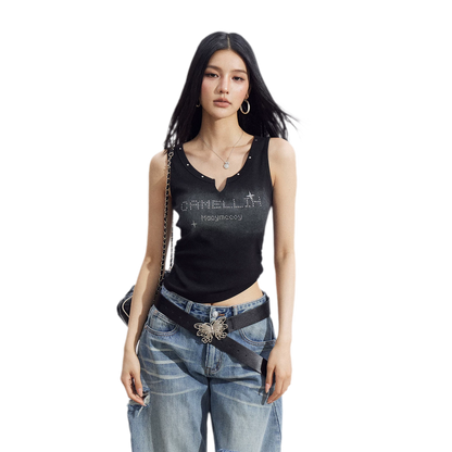 Rhinestone V-Neck Tank