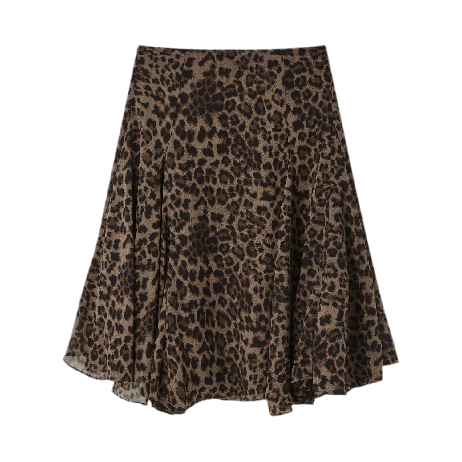 Flowing Leopard Print Midi Skirt