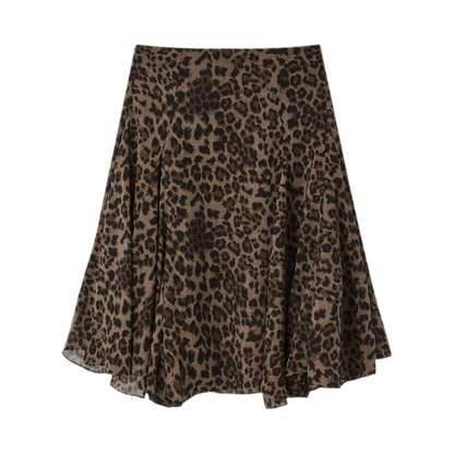 Flowing Leopard Print Midi Skirt