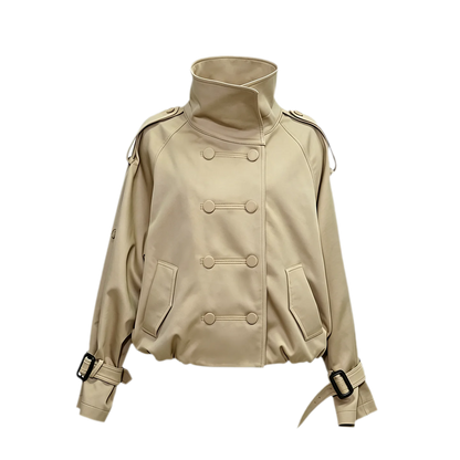 Double-Breasted Short Trench Coat