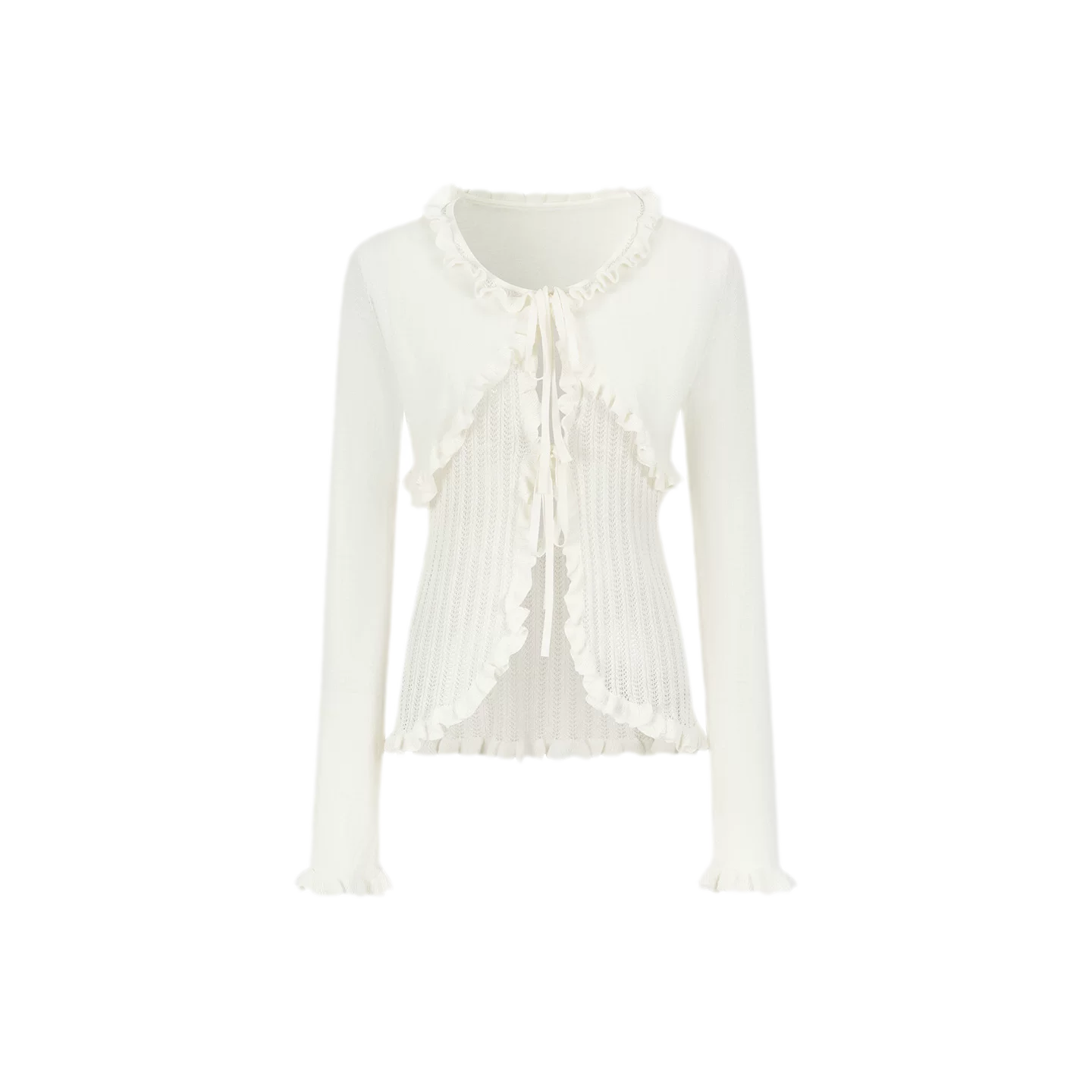 Lace Trim Openwork Cardigan