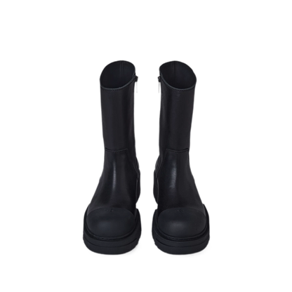 Mid-Calf Leather Boots