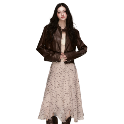 Vintage Cropped Motorcycle Jacket