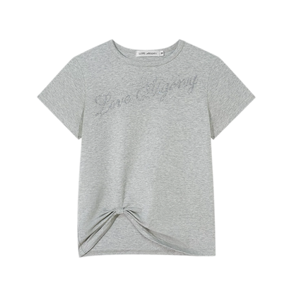 Rhinestone Twisted Hem Tee