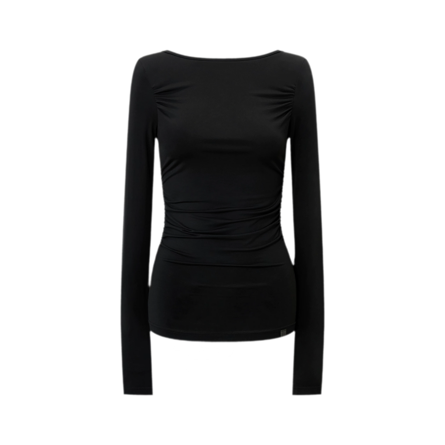 Modal Ruched Fitted Long-Sleeve T-Shirt