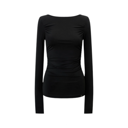 Modal Ruched Fitted Long-Sleeve T-Shirt