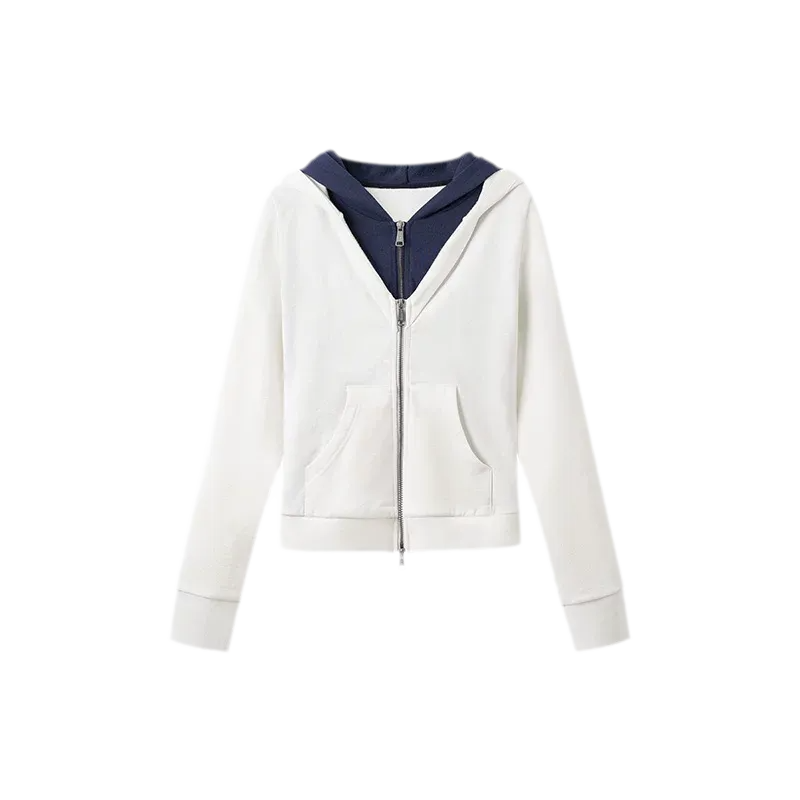 Paneled Faux-Two-Piece Hooded Sweatshirt