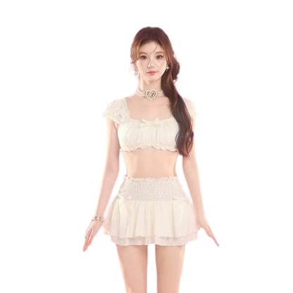Lace Trim Swim Set