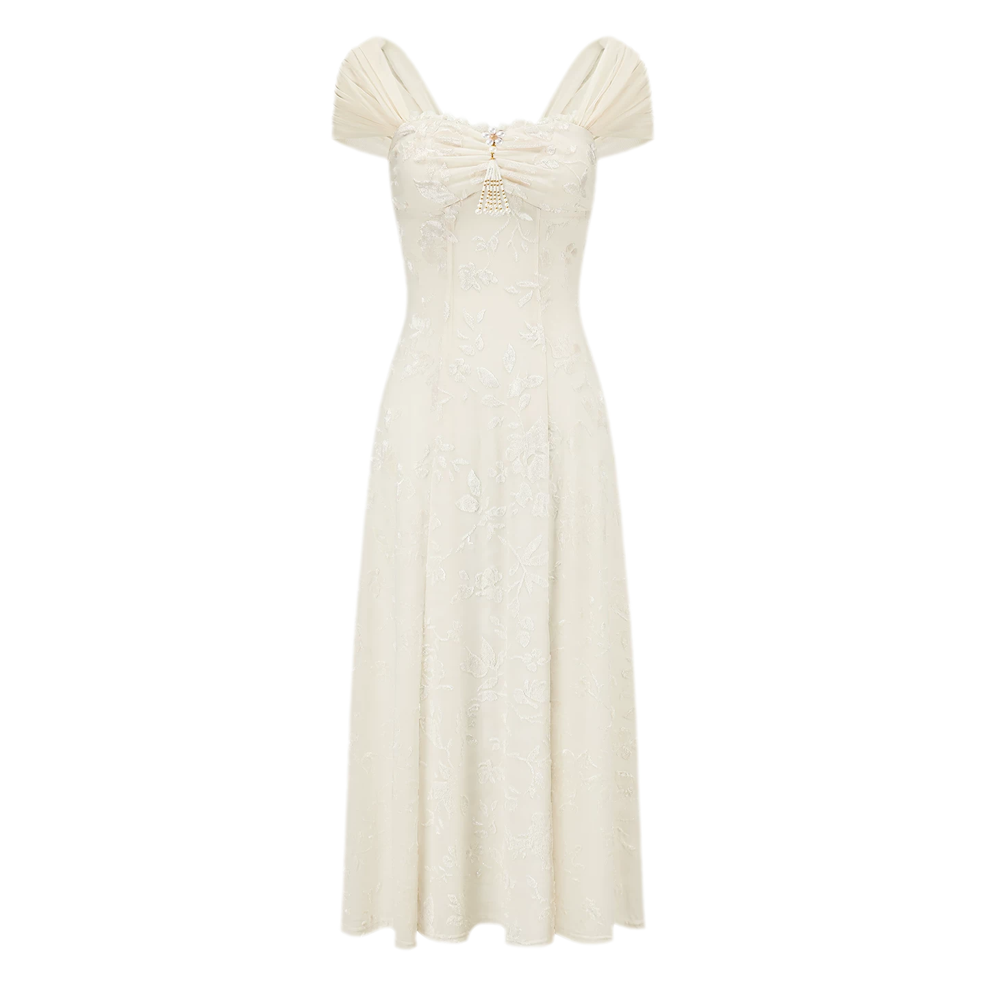 Floral Textured Ruched Maxi Dress