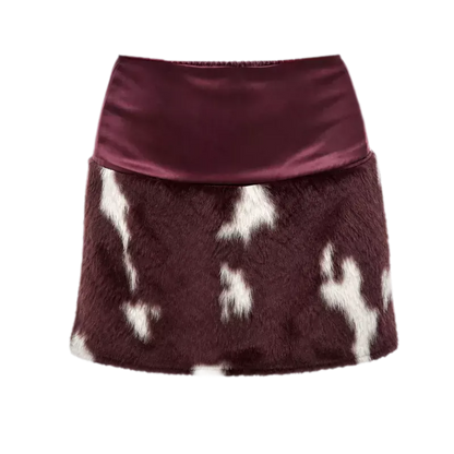 Fuzzy Mottled Low-Rise Mini Skirt