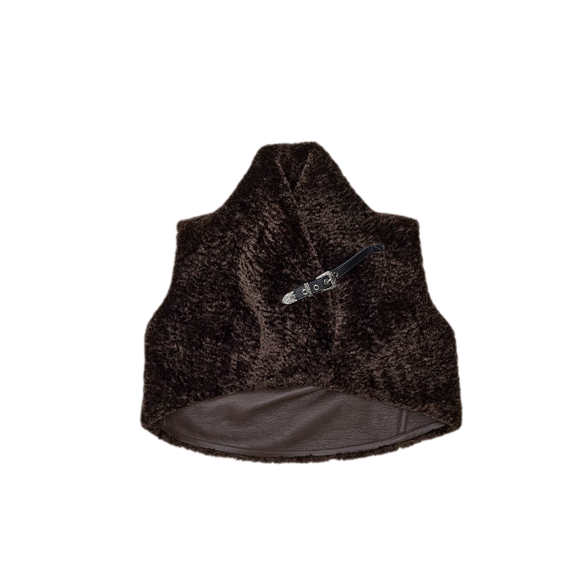 Belted Leopard Faux Fur Vest