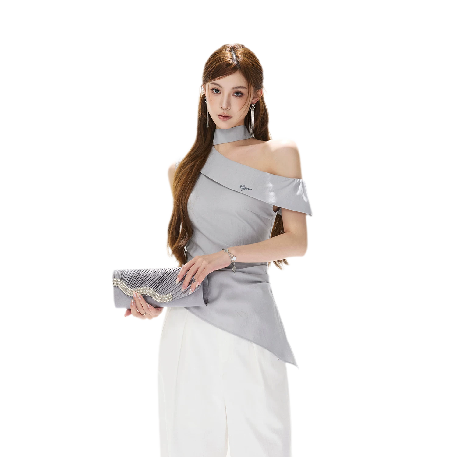 Asymmetrical Halter Blouse