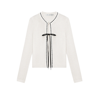 Fine Knit Contrast Trim Cardigan
