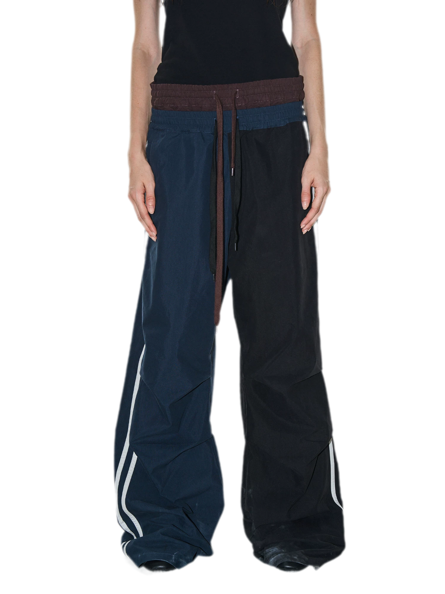 Pleated Wide-Leg Track Pants