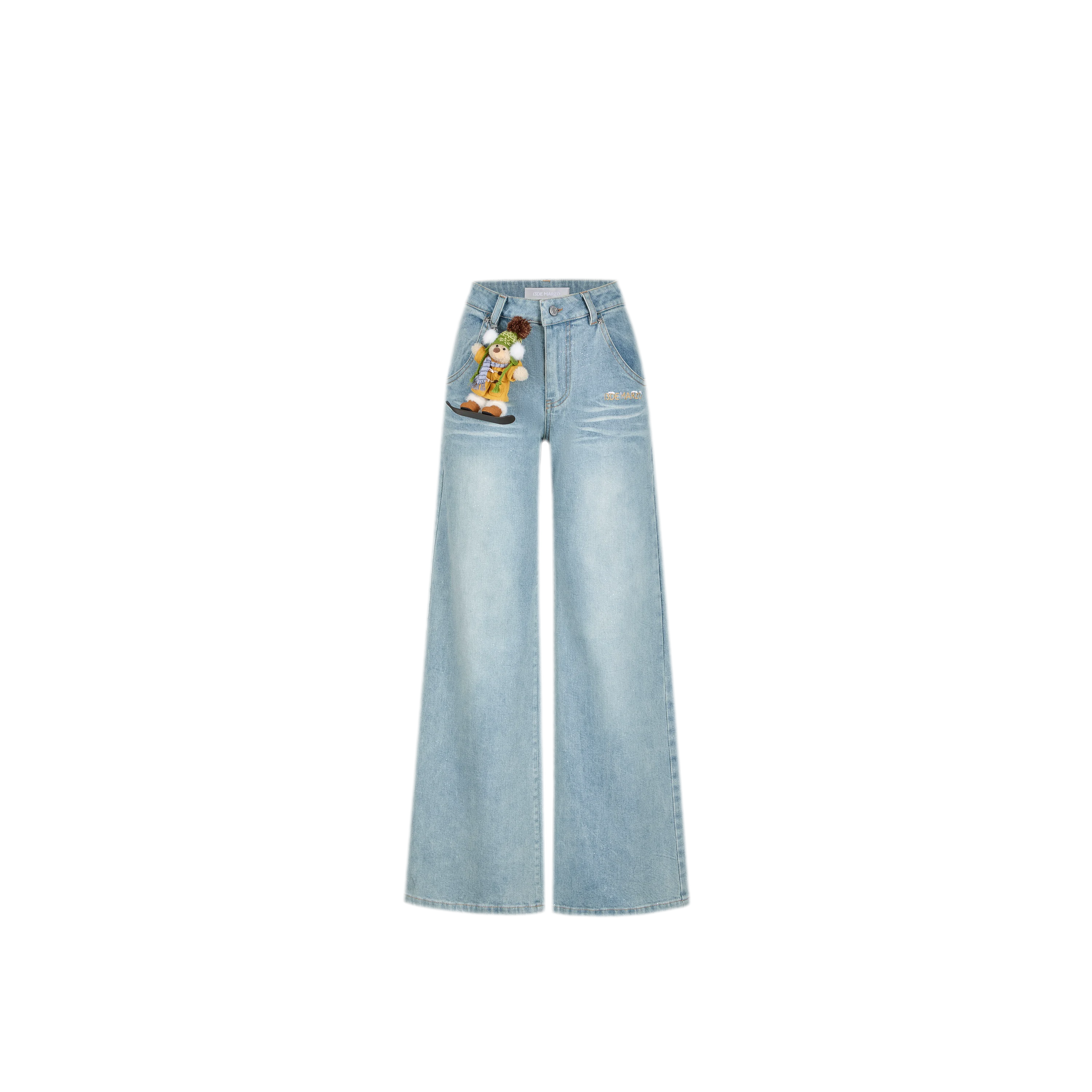Shimmer Straight-Leg Denim Jeans