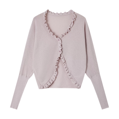 Ruffle Trim Knit Cardigan