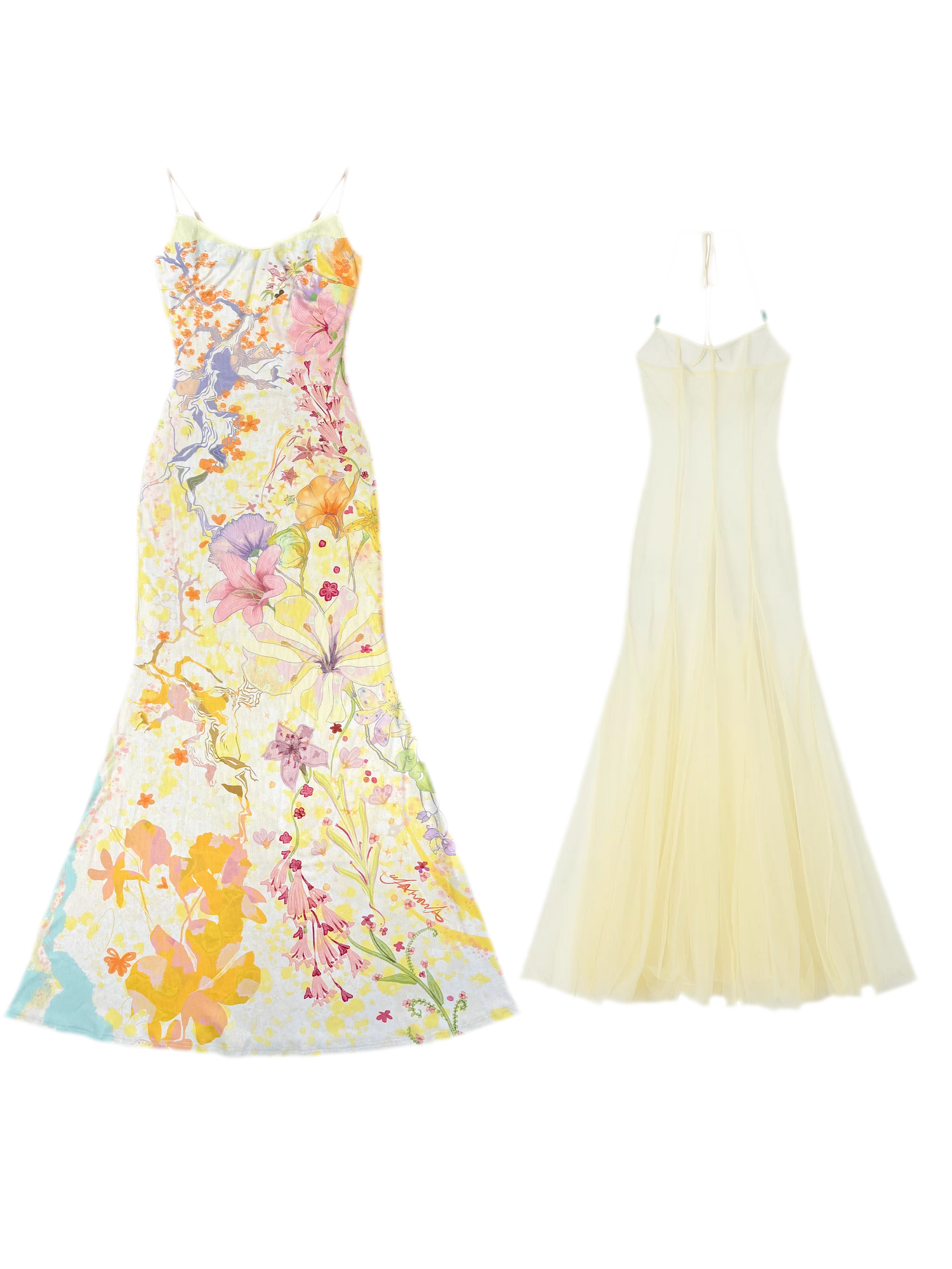 Oil-Painted Print Organza Set
