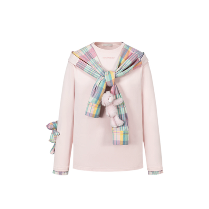 Deconstructed Plaid Hooded T-Shirt