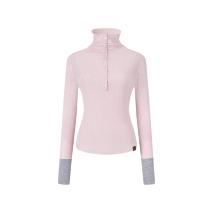Pull ajusté côtelé à blocs de couleurs