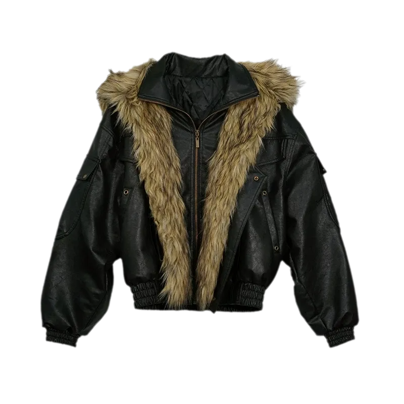Detachable Fur Collar Flight Jacket