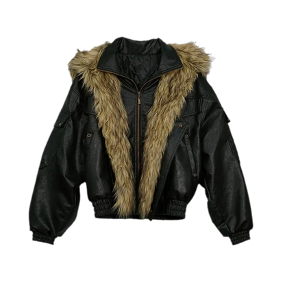Detachable Fur Collar Flight Jacket