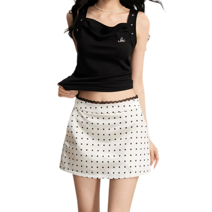 Lace Polka Dot Mini Skirt