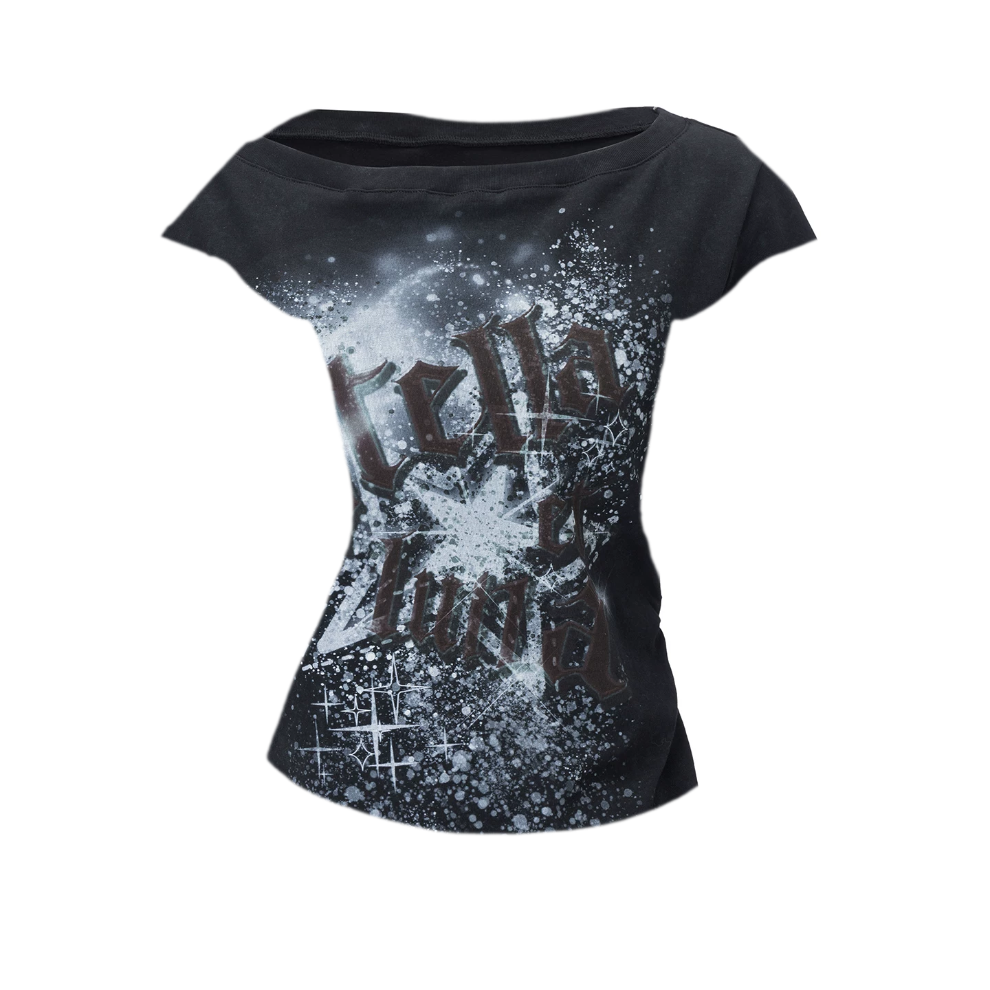 Graphic Waist-Cinched Short-Sleeve Top
