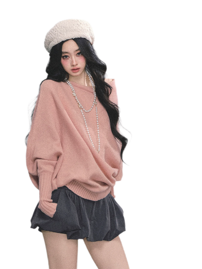 Maglione in maglia morbida con scollo monospalla