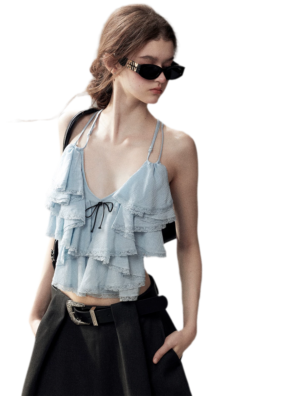 Pleated V-Neck Set