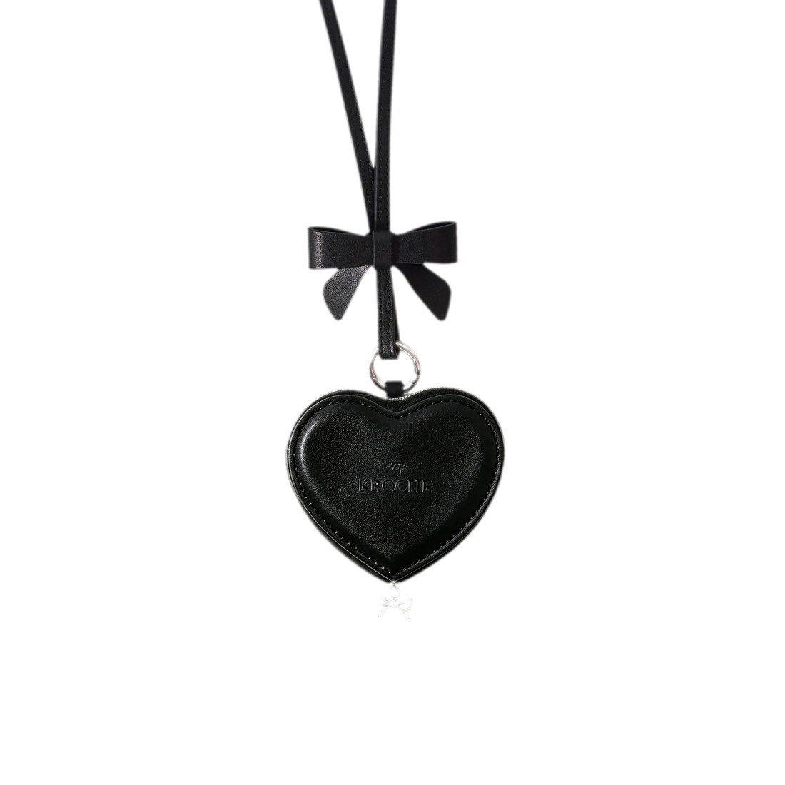Embossed Heart Leather Earbud Bag