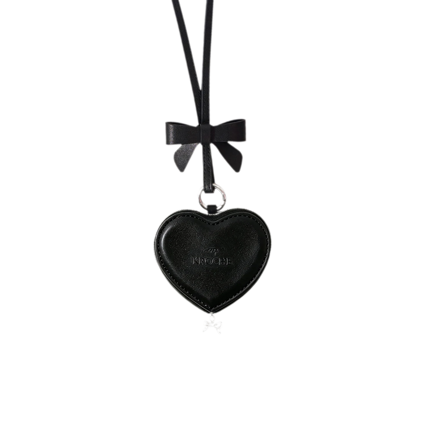 Embossed Heart Leather Earbud Bag