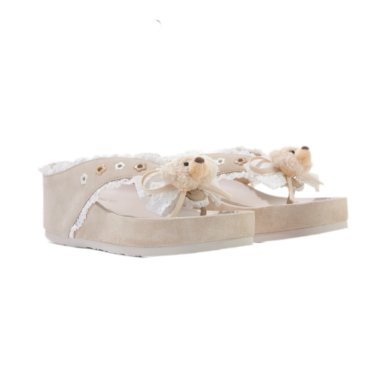 Lace Trim Platform Flip-Flops