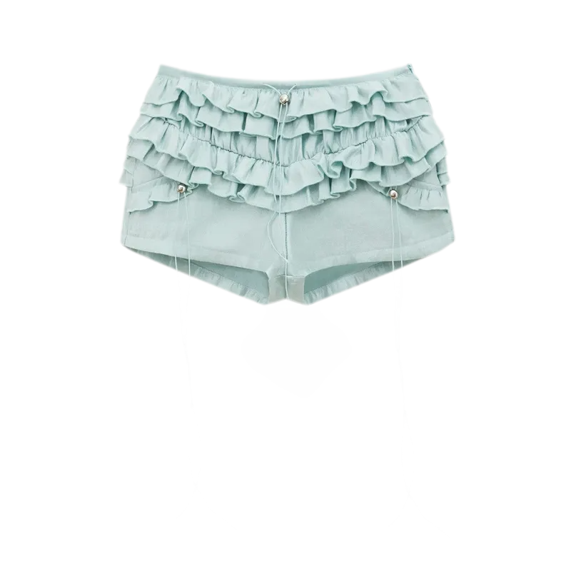 Layered Ruffle Low-Rise Shorts