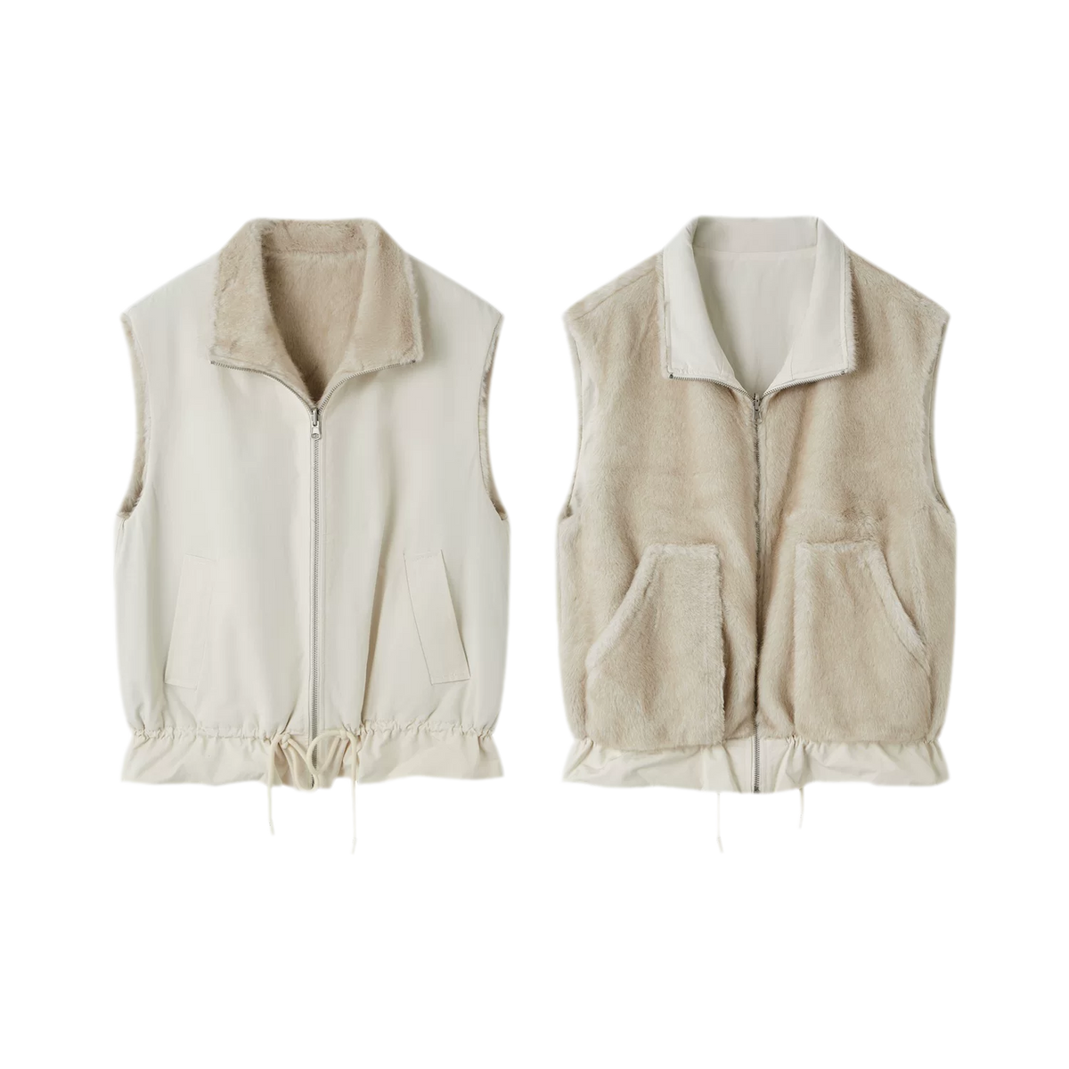 Reversible Plush Stand-Collar Vest