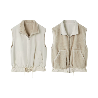 Reversible Plush Stand-Collar Vest