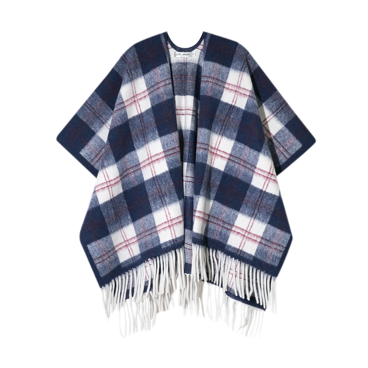 Vintage Plaid Fringed Shawl