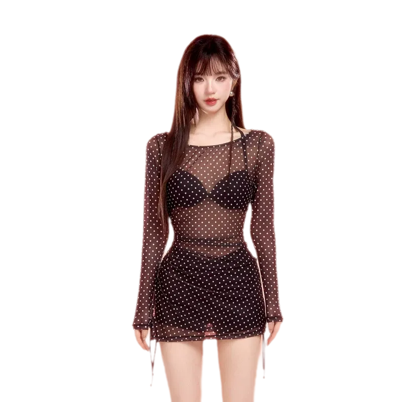 Black Polka Dot Swim Set