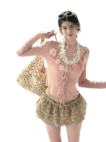 "Private Petals" French-style Sun Protection Cardigan