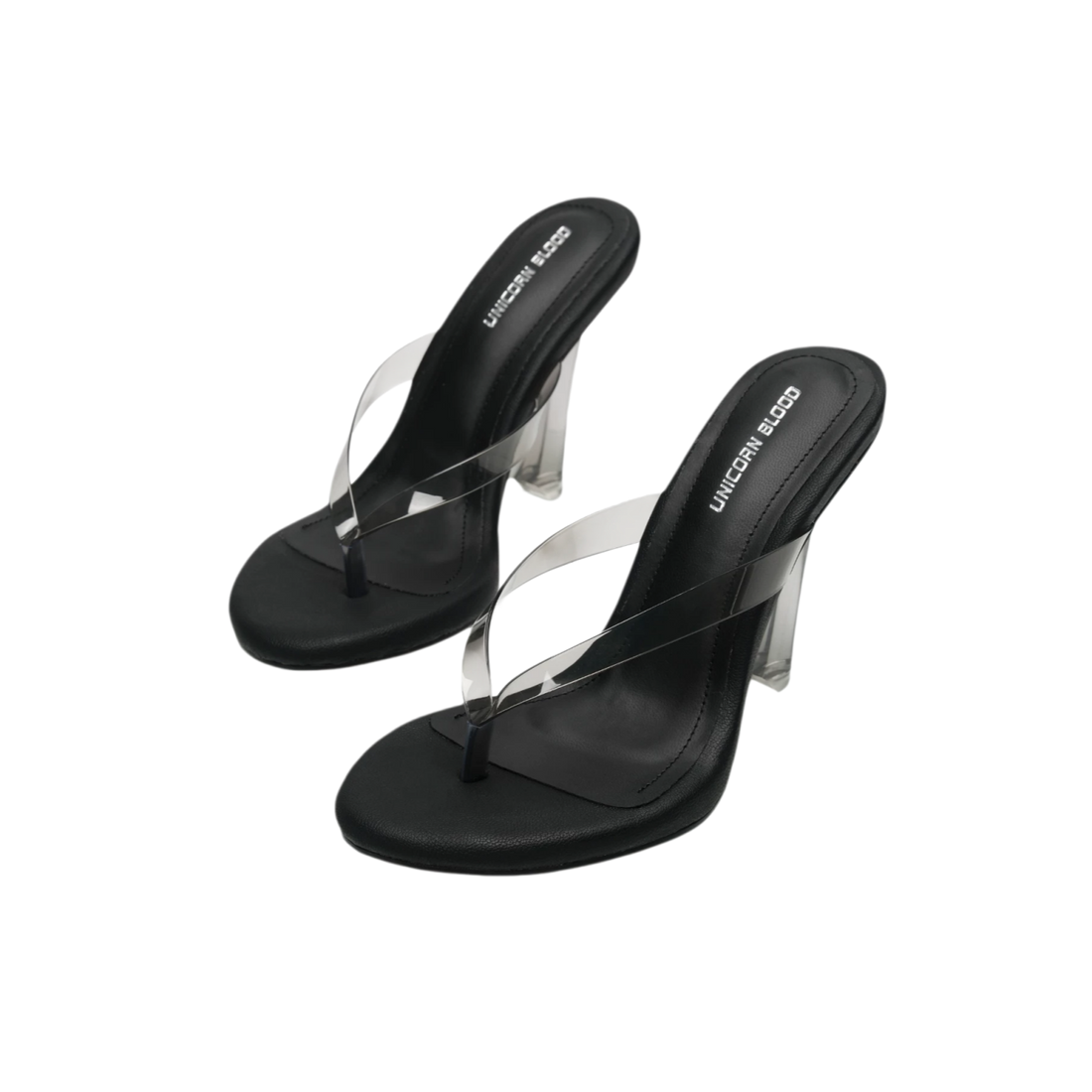 Crystal Thong Block-Heel Sandals