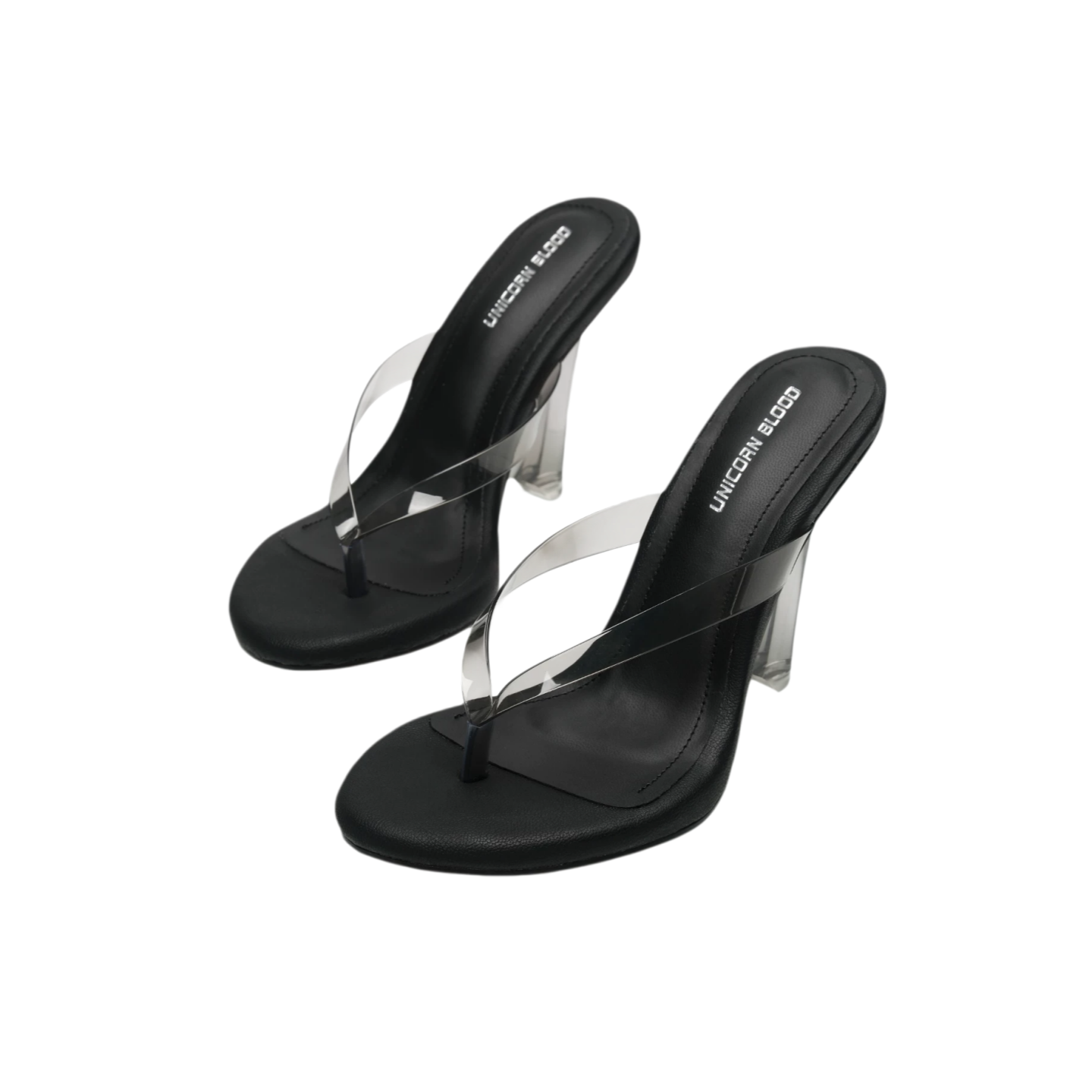 Crystal Thong Block-Heel Sandals