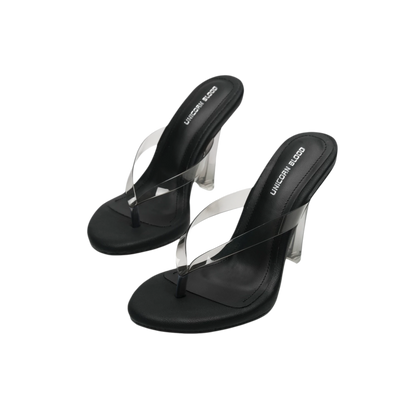 Crystal Thong Block-Heel Sandals