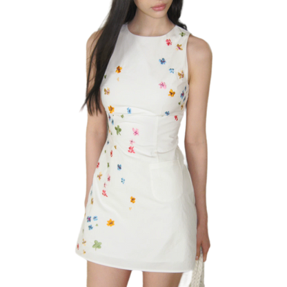 Summer Vintage Hand-Painted Floral Dress