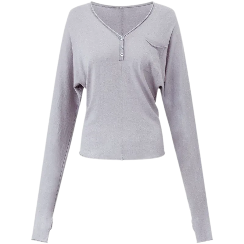 Lyocell Wool V-Neck Top