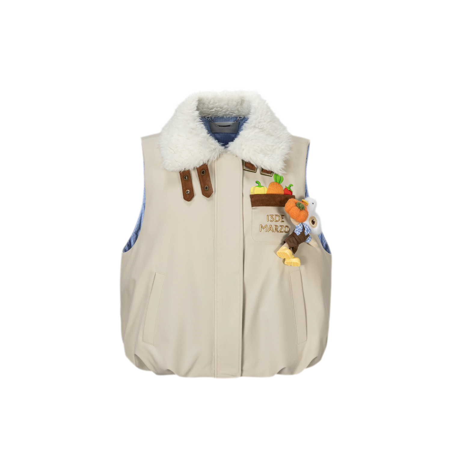 Textured Faux-Fur Collar Vest