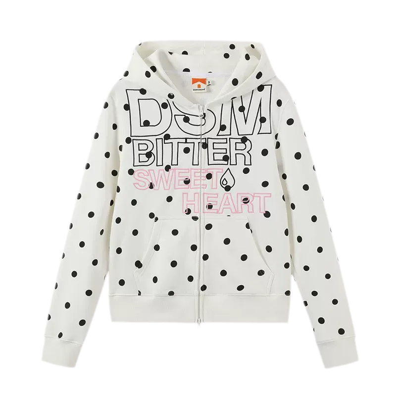 Polka-Dot Slim-Fit Zip Hoodie