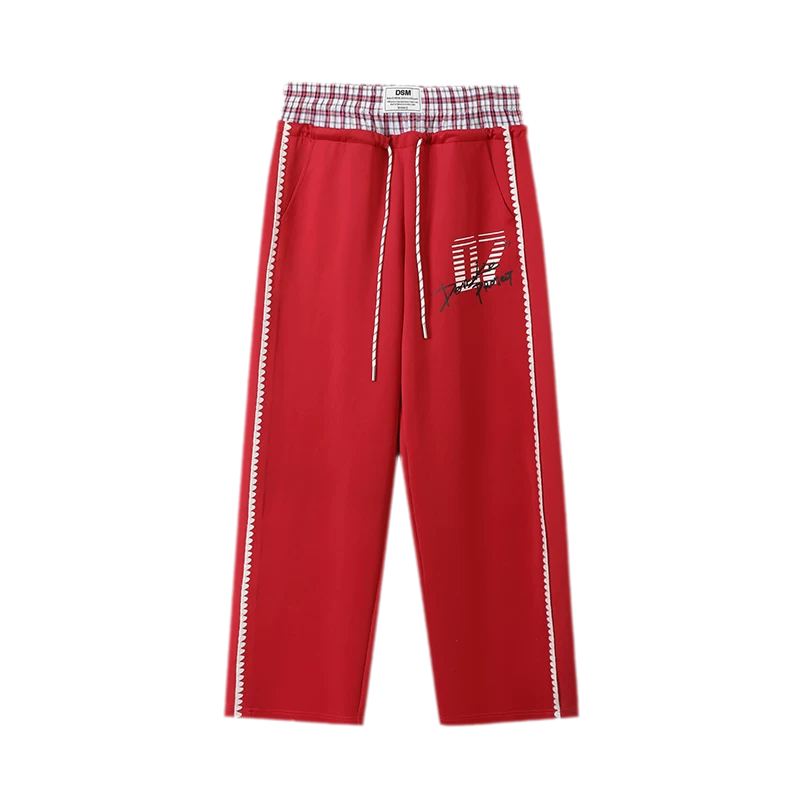 Shell Embroidery Graffiti Print Double Waist Pants