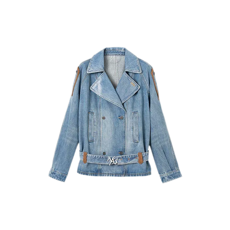 Washed Denim Oversized Trench Jacket